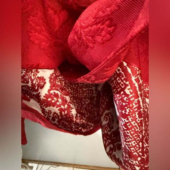 Talbots Printed Red Pea Coat Jacket Women's Size Petite Large Red - Picture 11 of 15